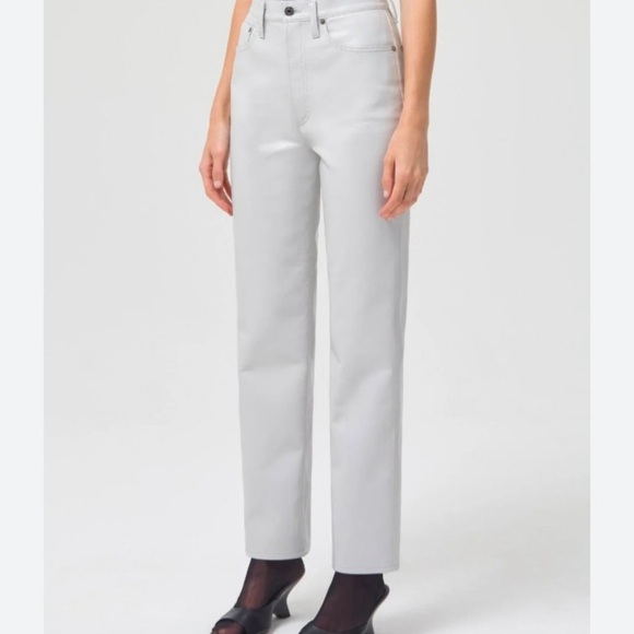 Agolde Recycled Leather Pant 90’s Pinched Waist in Wisp Gray Size 24 - Picture 2 of 11